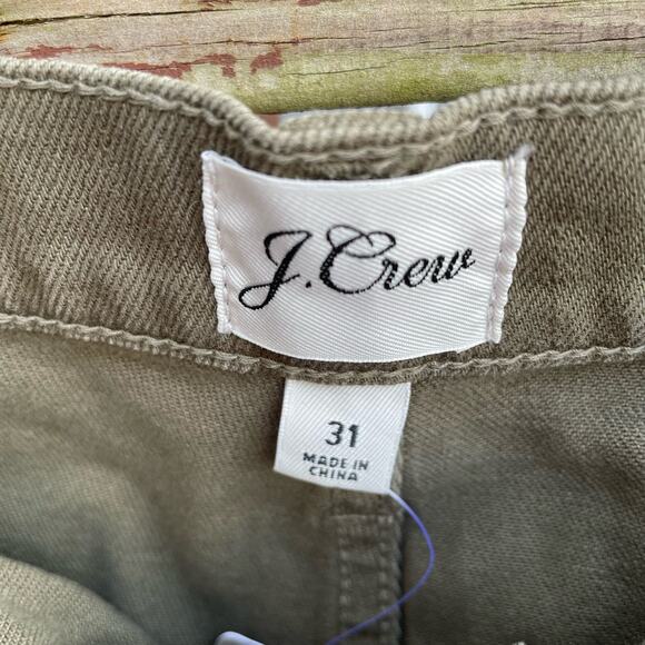 J. Crew Pants Straight Leg Crop Garment Dyed High Rise Green 31 Trousers NWT - Picture 7 of 12